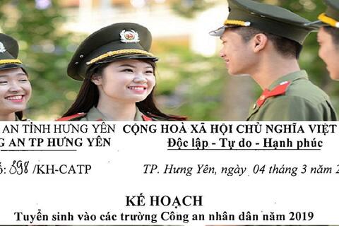 KH tuyển sinh các trường công an nhân dân