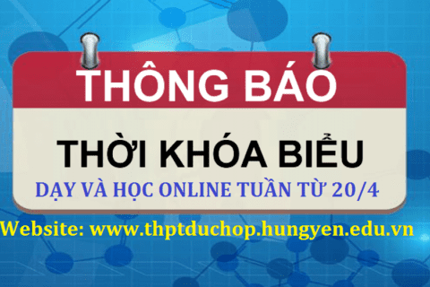 THỜI KHÓA BIỂU TUẦN TỪ 20/4