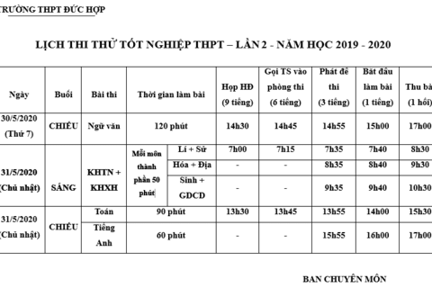 LỊCH THI THỬ VÀ PHÒNG THI (KHỐI 12)