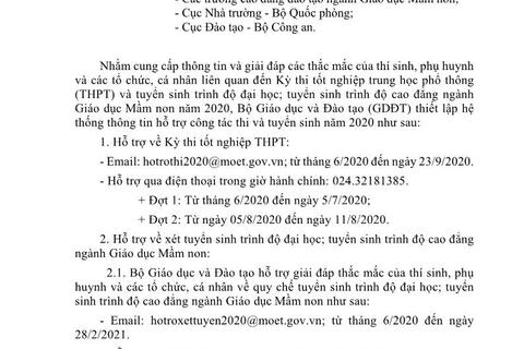 Danh mục về khu vực ưu tên năm 2020 và các thông tin hỗ trợ tuyển sinh 2020