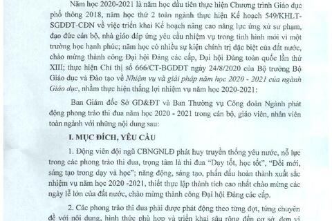 Công đoàn trường THPT Đức Hợp phát động phong trào thi đua năm học 2020-2021