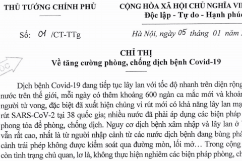 Chỉ thị của lãnh đạo nhà nước, của lãnh đạo tỉnh về công tác phòng dịch Covid-19 trong tình hình mới