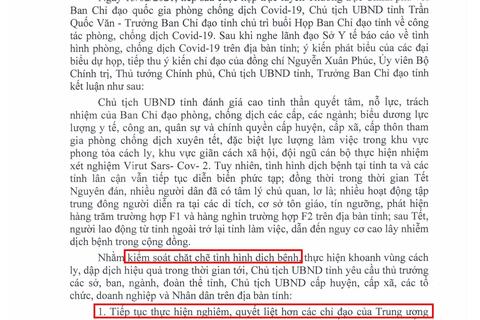 Thông báo 30/TB-UBND tỉnh Hưng Yên tại cuộc họp BCĐ tỉnh về công tác phòng, chống dịch Covid trong tình hình mới