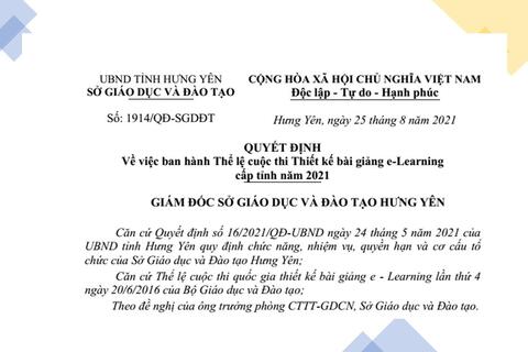 Thể lệ cuộc thi thiết kế Bài giảng E-learning năm học 2021-2022