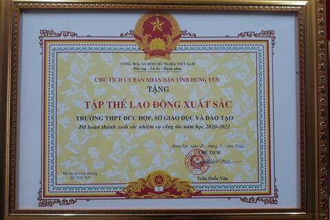 Kết quả các phong trào thi đua của Tập thể Thầy và Trò trường THPT ĐỨC HỢP Năm học 2020-2021.