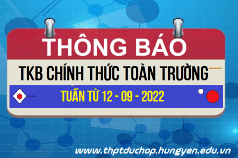 Thời khóa biểu từ 12/9/2022