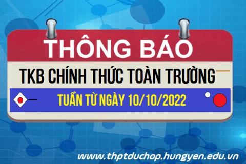 Thời khóa biểu từ 10-10-2022