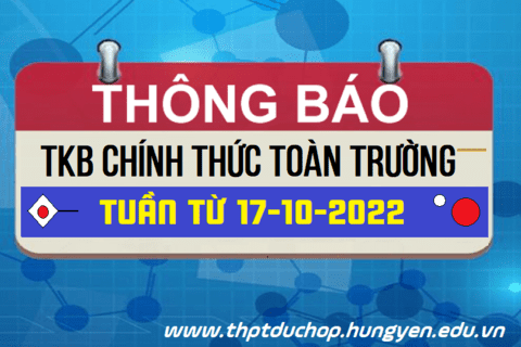 Thời khóa biểu từ 17-10-2022