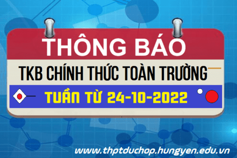 Thời khóa biểu từ 24-10-2022