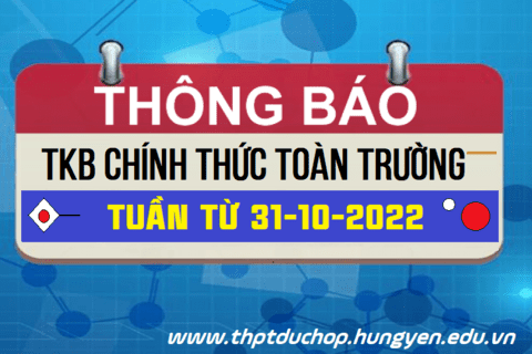 Thời khóa biểu từ 31-10-2022