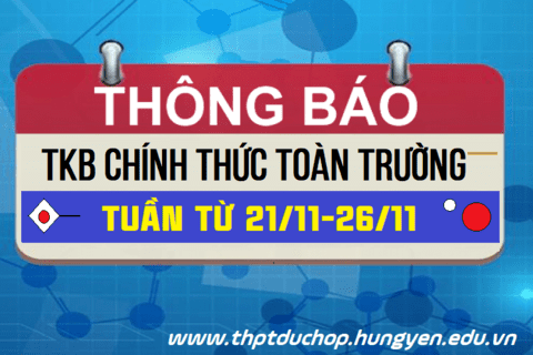 Thời khóa biểu từ 21/11-26/11/2022