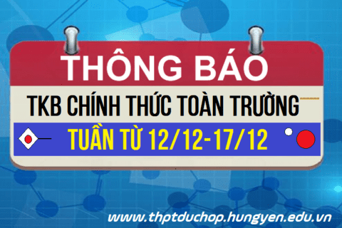 Thời khóa biểu từ 12/12-17/12