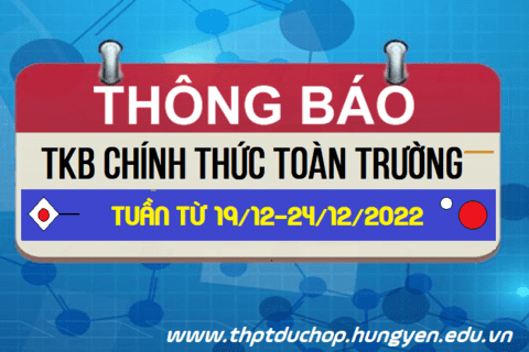 Thời khóa biểu từ 19/12-24/12/2022