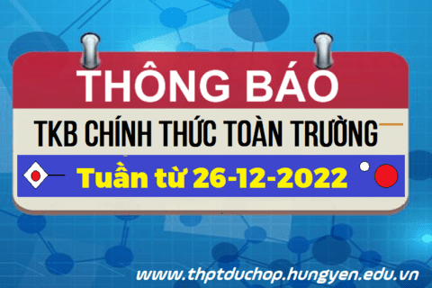 Thời khóa biểu từ 26/12