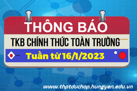 Thời khóa biểu từ 16-1-2023