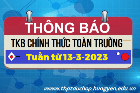Thời khóa biểu từ 13/3/2023
