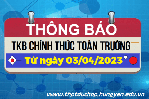 Thời khóa biểu từ 03-4-2023