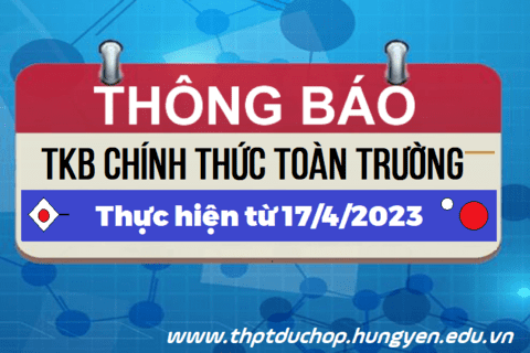 Thời khóa biểu từ 17/4/2023