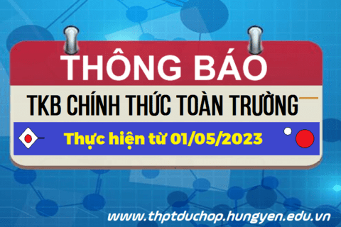 Thời khóa biểu từ 01/5/2023