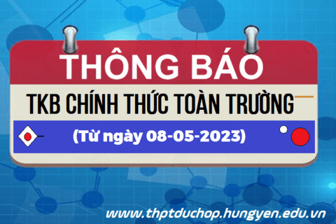 Thời khóa biểu từ 08/5/2023