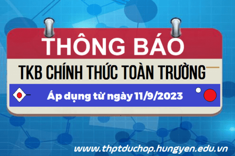 Thời khóa biểu từ 11/9/2023