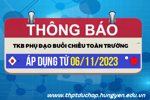 Thời khóa biểu buổi chiều từ 06/11/2023
