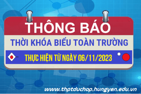 Thời khoá biểu từ 06/11/2023