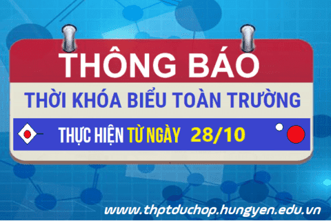 THỜI KHÓA BIỂU TỪ NGÀY 28/10 - 02/11