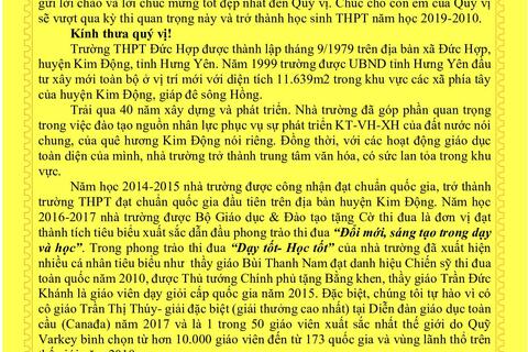 Thư ngỏ gửi phụ huynh học sinh có con chuẩn bị thi vào lớp 10 THPT năm học 2019-2020