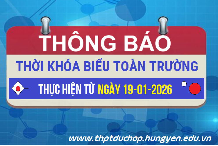 THỜI KHÓA BIỂU TỪ NGÀY 19/01/2026