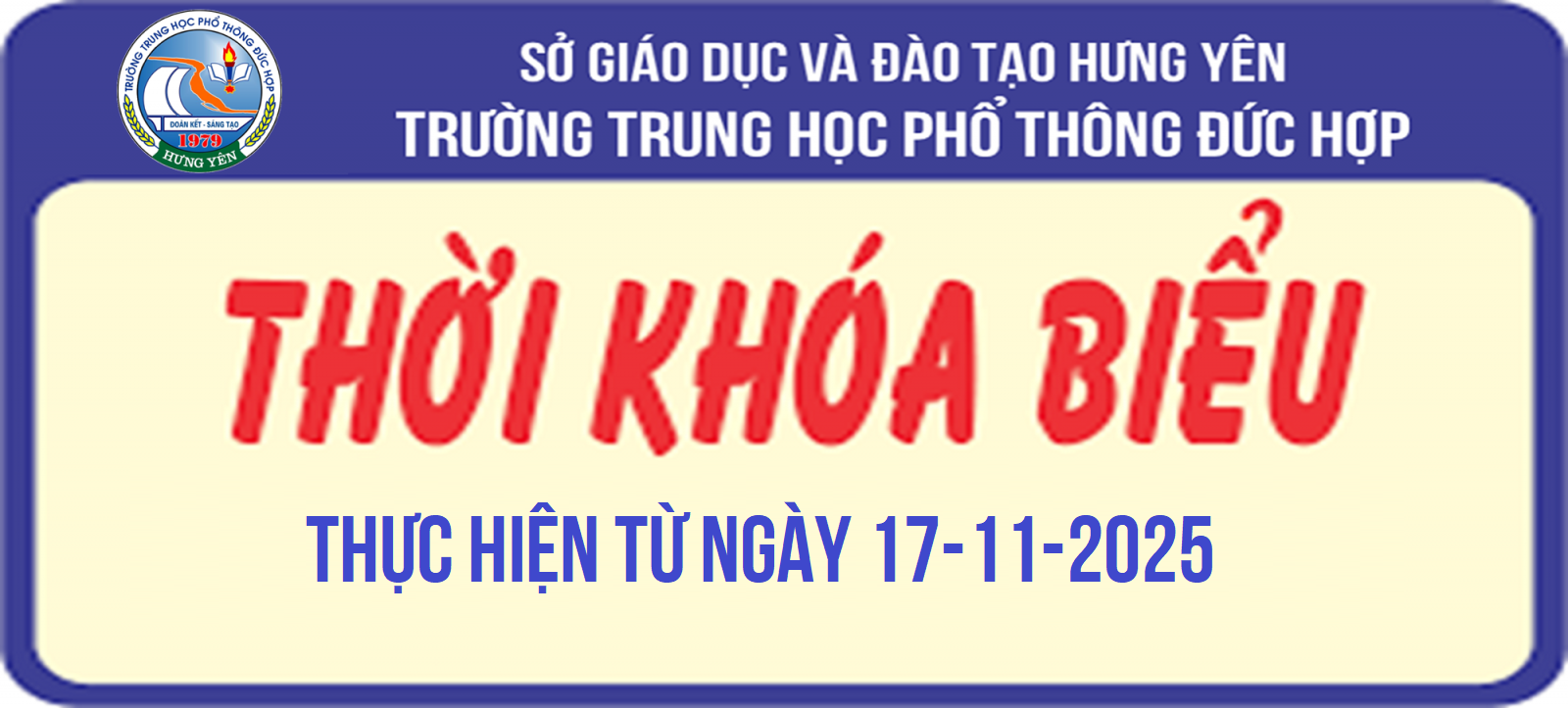 THỜI KHÓA BIỂU TOÀN TRƯỜNG TỪ NGÀY 17/11/2025